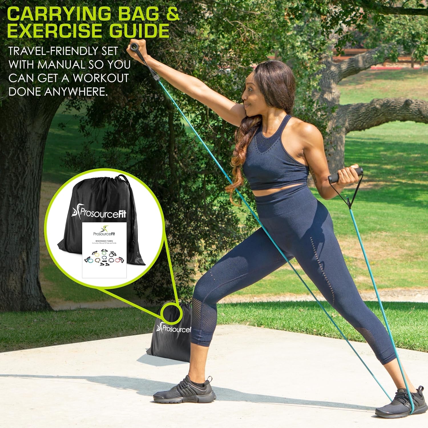 fit Single Stackable Resistance Bands with Door Anchor and Exercise Guide, 8-12 LB, Heavy Duty Fitness Tube for Full-Body Exercises and Home Workouts
