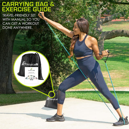 fit Single Stackable Resistance Bands with Door Anchor and Exercise Guide, 8-12 LB, Heavy Duty Fitness Tube for Full-Body Exercises and Home Workouts