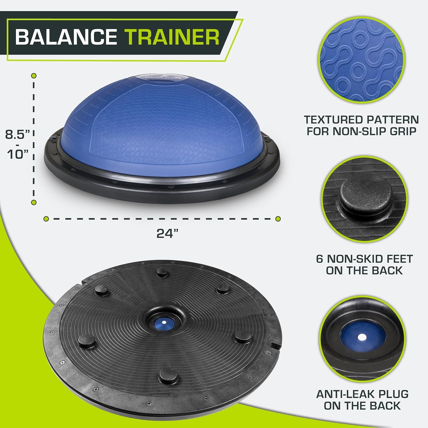 fit Balance Trainer Stability Exercise Half Ball with Resistance Bands and Pump for Yoga Aerobics Home Gym Workout