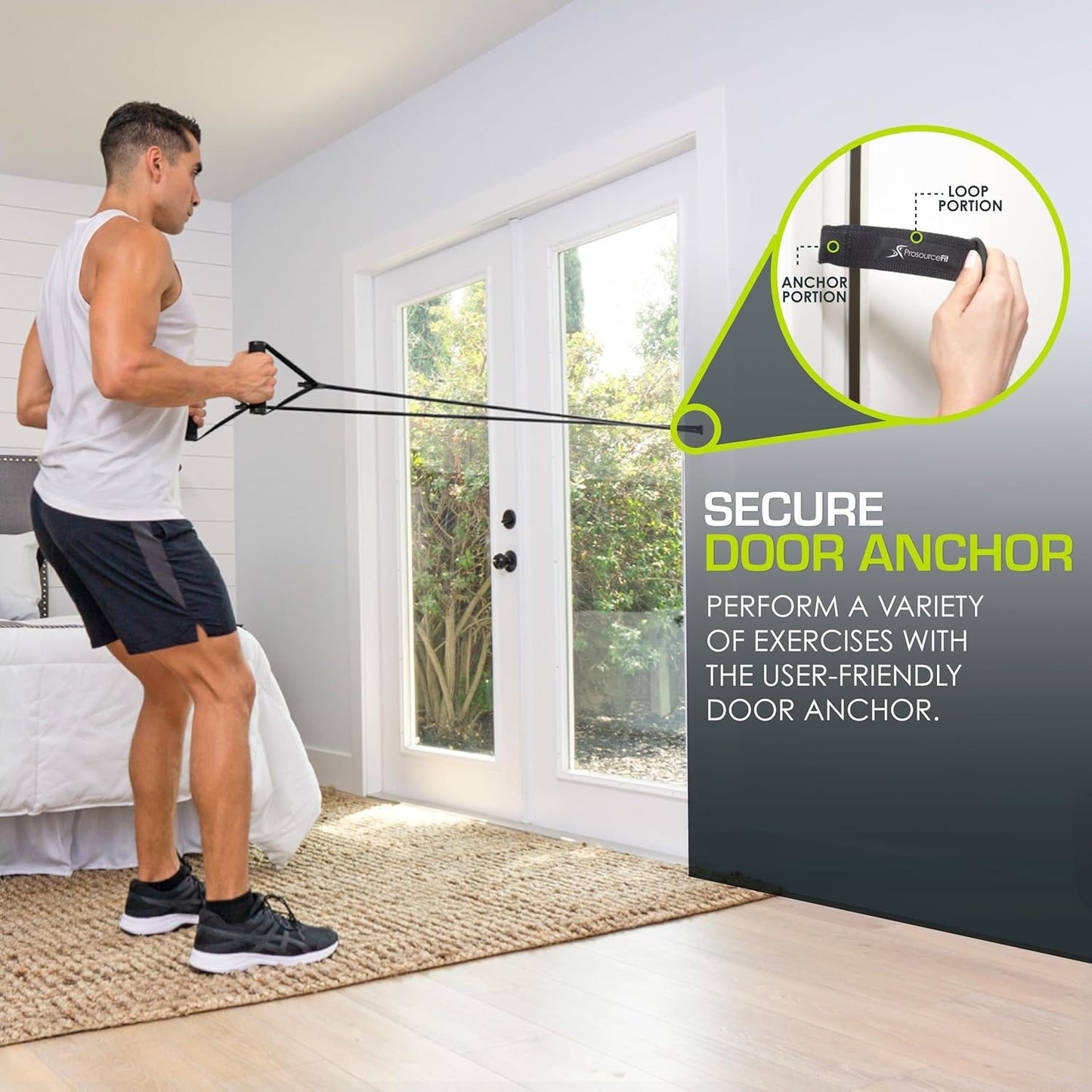fit Single Stackable Resistance Bands with Door Anchor and Exercise Guide, 8-12 LB, Heavy Duty Fitness Tube for Full-Body Exercises and Home Workouts